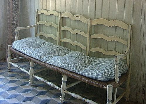 Antique French Provencal Chair Back Bench Sofa