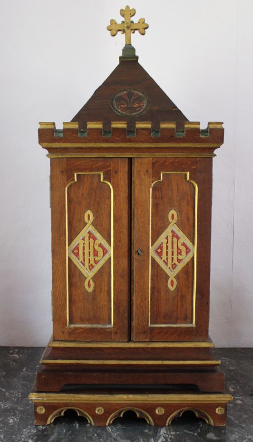 Antique Gothic Ecclesiastical Tabernacle Cabinet Circa 1880