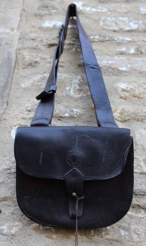 WWI Military Leather Satchel Bag & Dog Tag