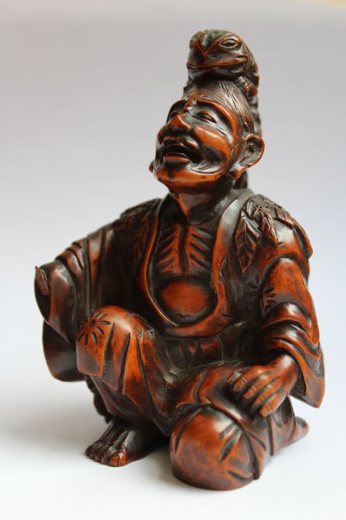 Japanese Meiji Period Okimono Carving of Gama Sennin