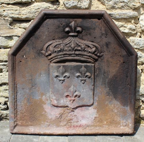 18th Century French Cast Iron Fireback, with Royal Coat of Arms of France