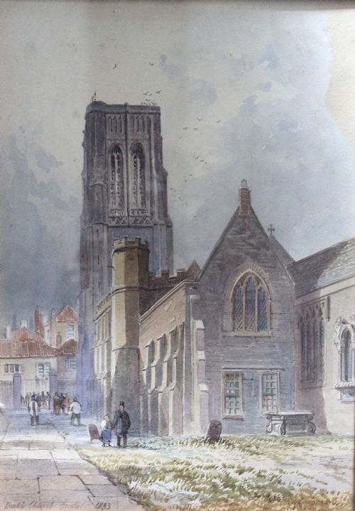 Alfred Edward Parkman Watercolour of Temple Lodge Bristol Masonic Interest