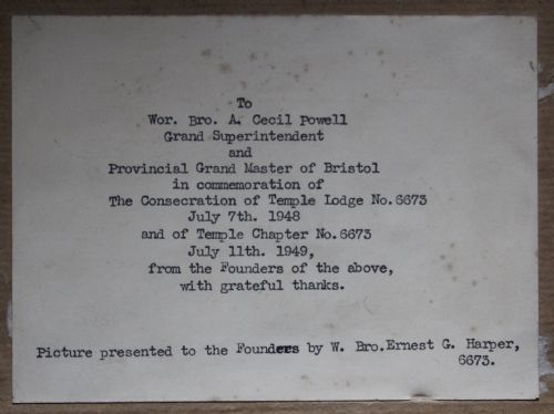 fig 4. Alfred Edward Parkman Watercolour of Temple Lodge Bristol Masonic Interest