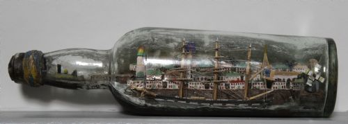 Ship in a Bottle 19th Century Folk Tramp Art