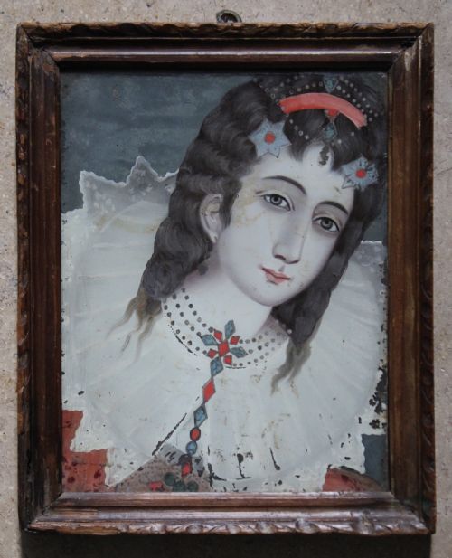 Chinese Reverse Glass Portrait Painting, 18th/19th C.