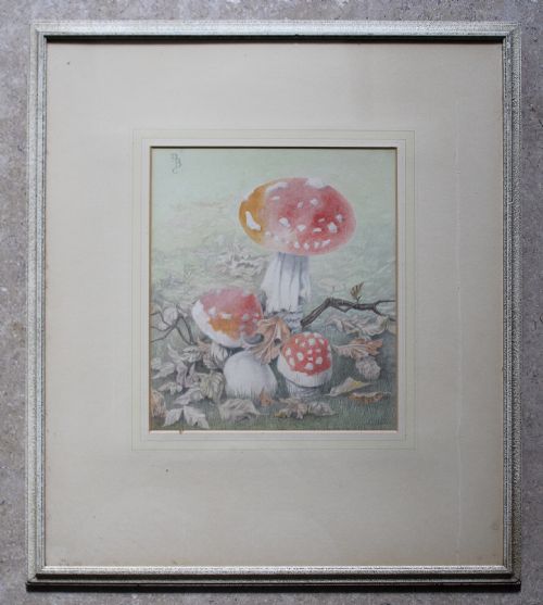 Dorothy Burroughes - Toadstools, Watercolour, Signed with Monogramme