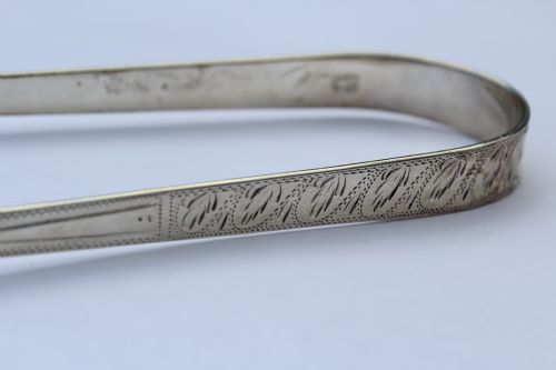 Georgian Brightcut Silver Sugar Tongs, Peter, Ann & Wm Bateman, London 1803