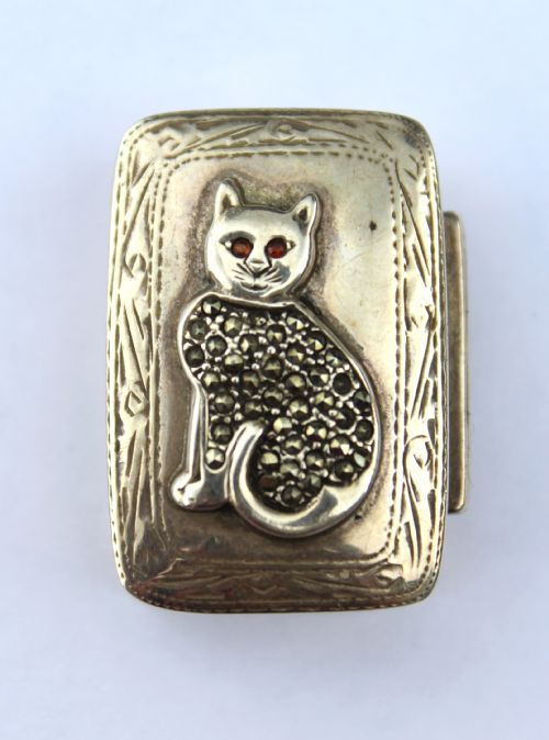 Continental 19th C Silver & Cut Steel Pill Box