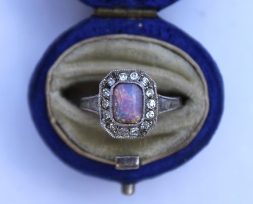Opal & Diamond Cluster Ring, Circa 1930