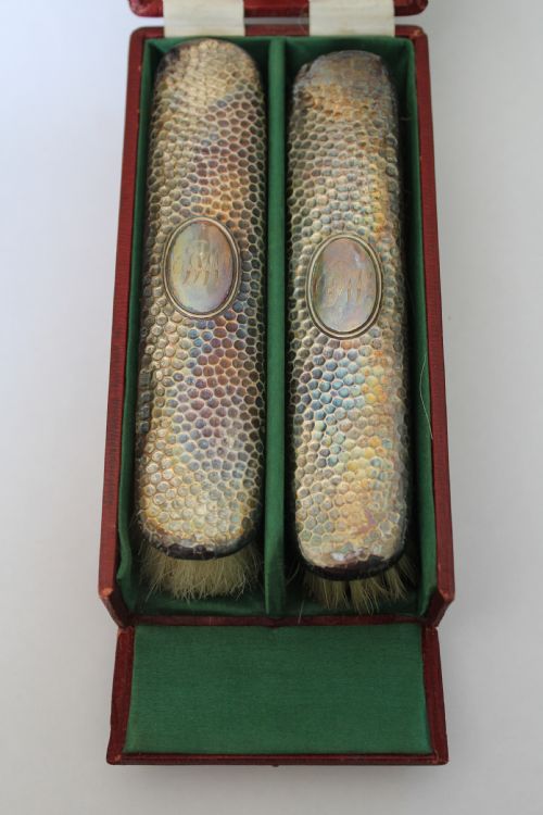 Pair of Cased Silver Brushes