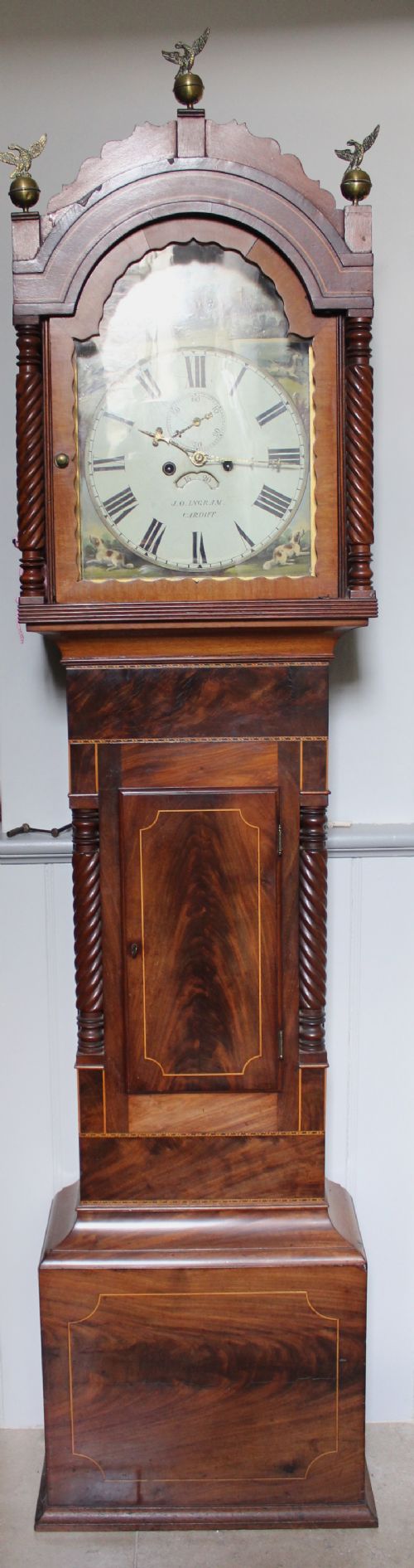 Georgian Inlaid Mahogany 8 Day Longcase Clock, J.o. Ingram, Cardiff, 1824