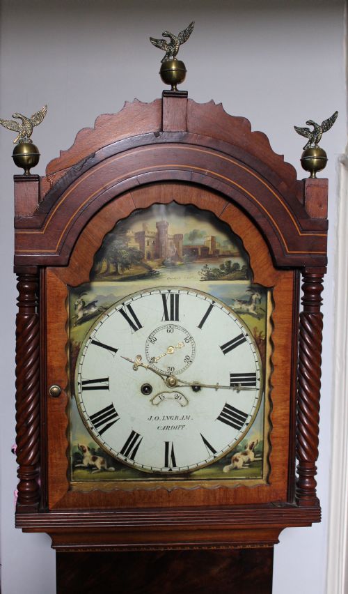 fig 1. Georgian Inlaid Mahogany 8 Day Longcase Clock, J.O. Ingram, Cardiff, 1824