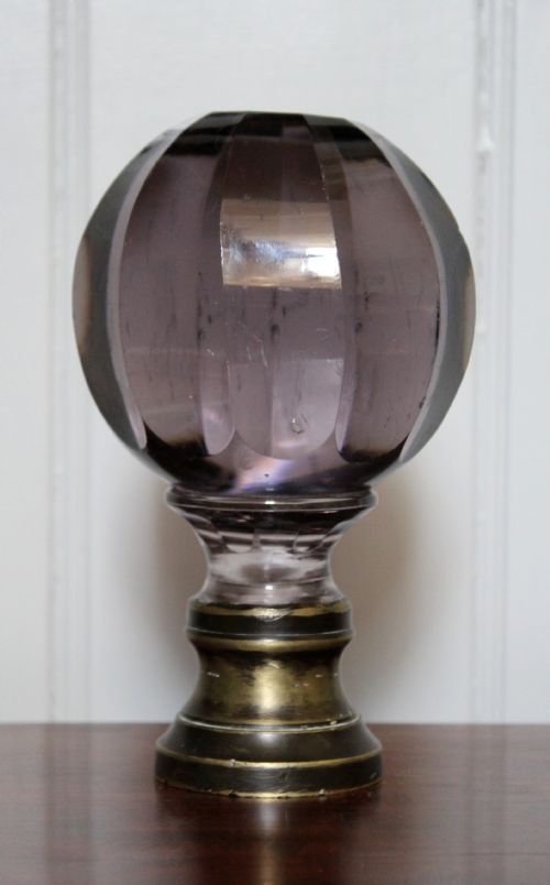 Large Antique French Amethyst Glass Newel Post Finial, 19th Century