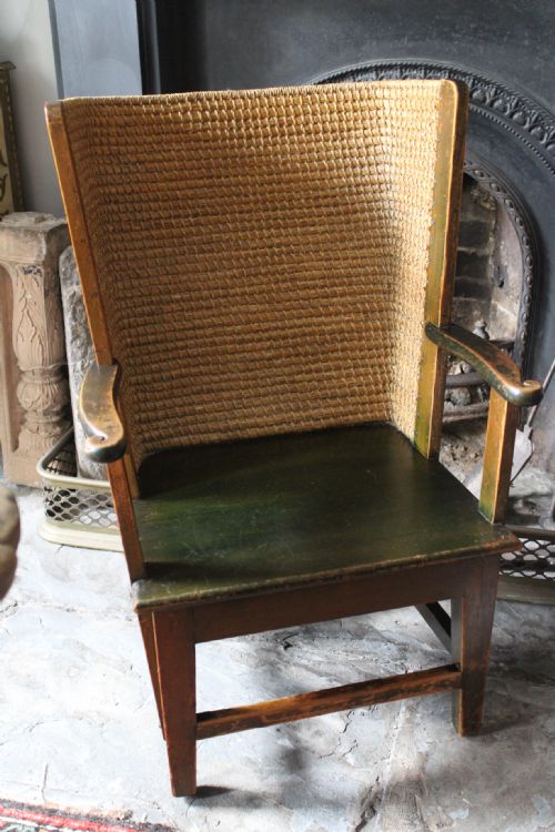 An Antique Mid Size Pine Orkney Chair in Original Paint