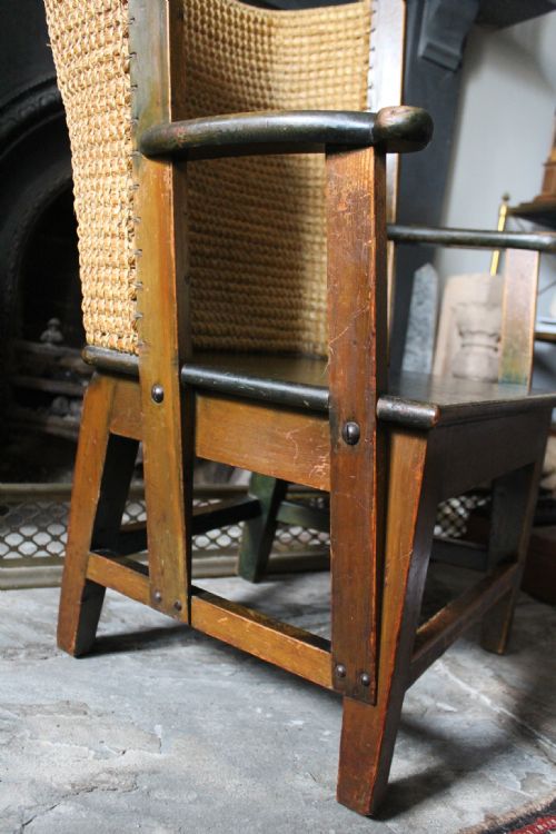fig 1. An Antique Mid Size Pine Orkney Chair in Original Paint