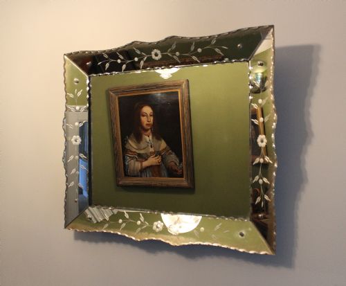 Enetian Style Wall Mirror with Foliate Engraved Border