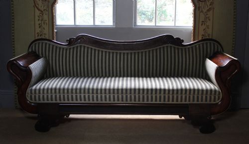 French Empire Mahogany Swan Neck Sofa