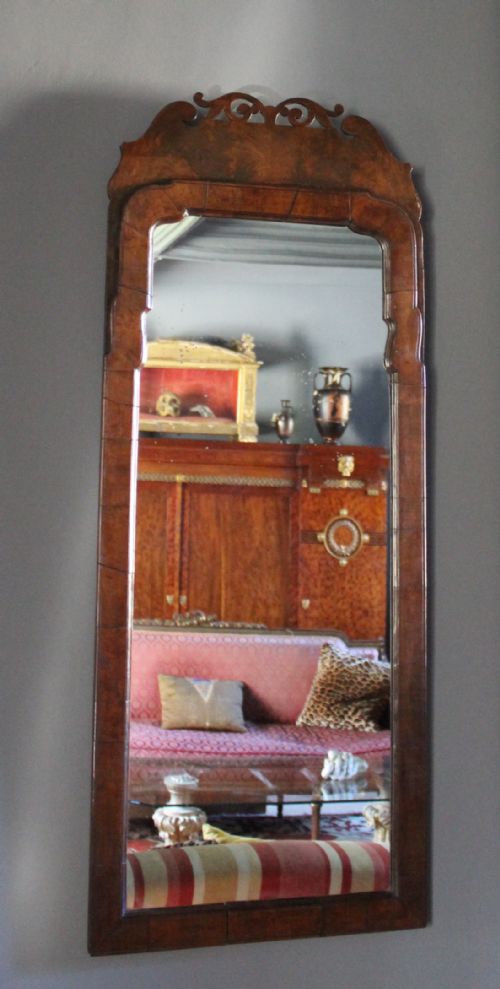 Antique Walnut Pier Mirror in George I Style