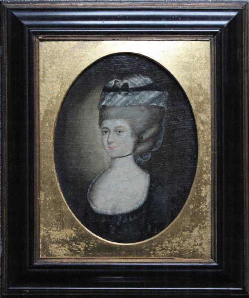 18th Century Portrait of a Lady in a Low Cut Dress Wearing a Bonnet