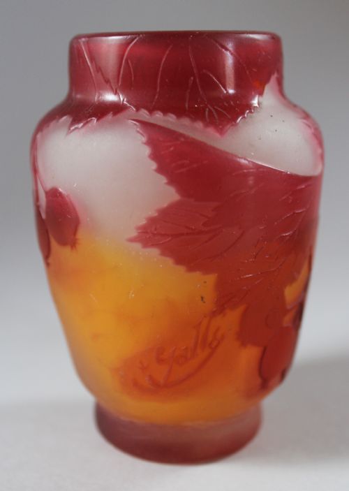 A Galle Cameo Glass Cabinet Vase in Redcurrants Design