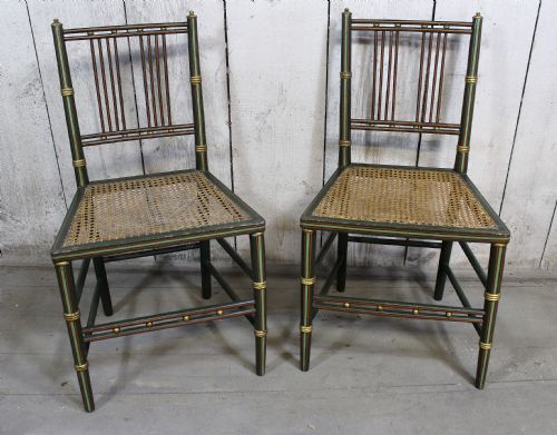 Pair of Regency Painted Cane Seated Chairs, Circa 1820
