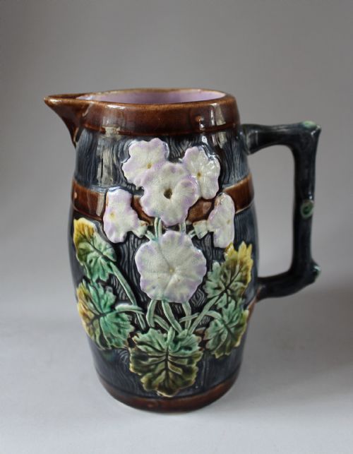 George Jones Majolica Barrel Shaped Jug