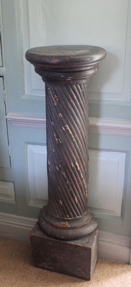 Antique Painted Wooden Architectural Half Column