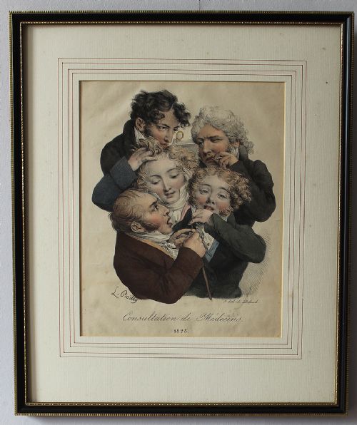 Boilly - Consultation De Medecins, Hand Coloured Lithograph, 1823