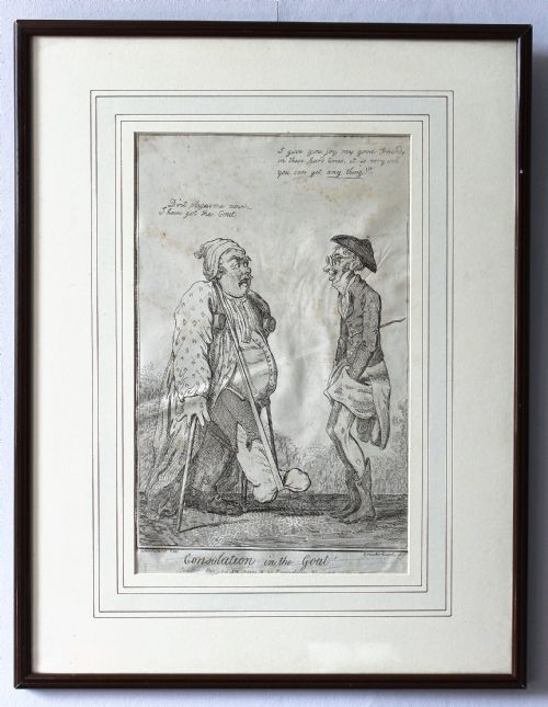 George Cruikshank 'Consolation in the Gout', Satirical Engraving, Circa 1796.