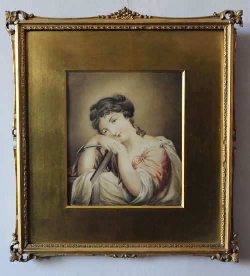 Regency Watercolour Portrait of a Young Girl Emblematic of Hope