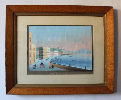 Naive Neapolitan Gouache of the Bay of Naples
