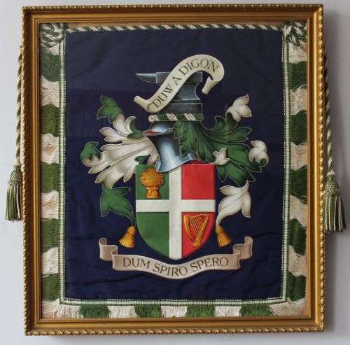 A Welsh Hand Painted Armorial Heraldic Escutcheon