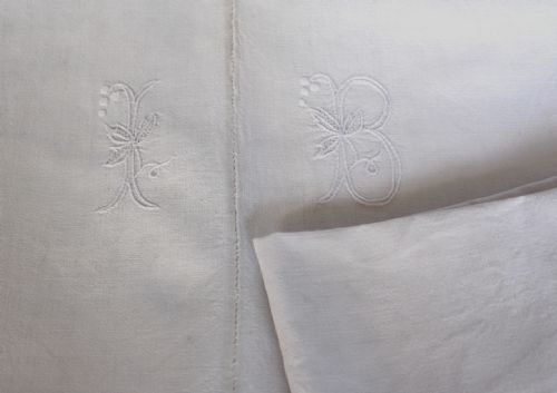 Antique French Monogrammed Dowry Sheet