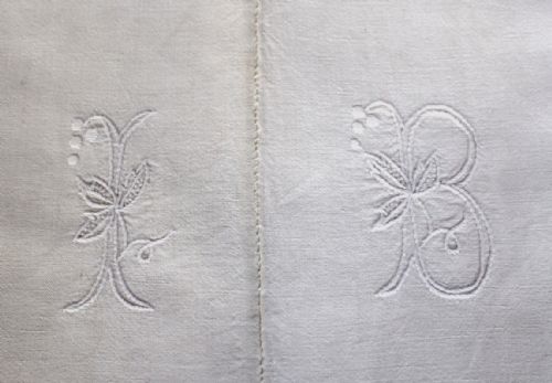 fig 1. Antique French Monogrammed Dowry Sheet