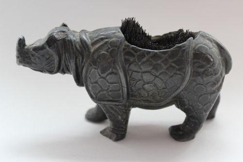 Bronze Patinated Spelter Rhinoceros Pen Wipe