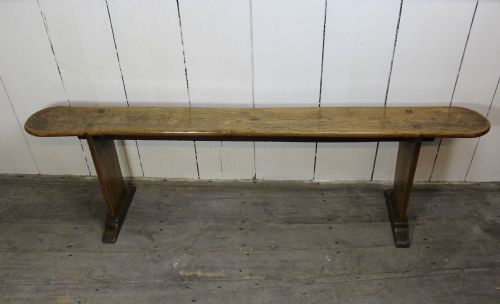 Antique Elm Plank Top Country Bench, 19th Century