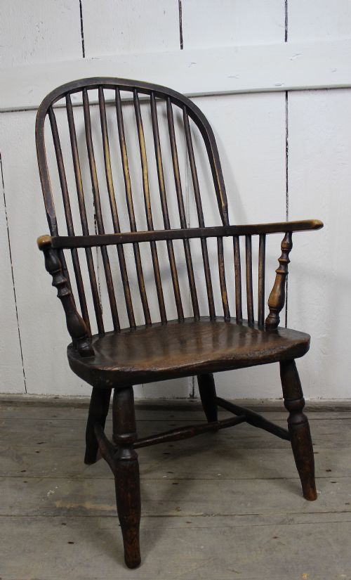 Antique Ash & Elm Stickback Windsor Armchair Chair