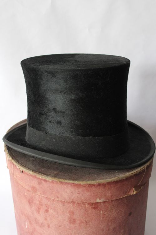 Antique Moleskin Plush Silk Top Hat by Cuthbertson of London