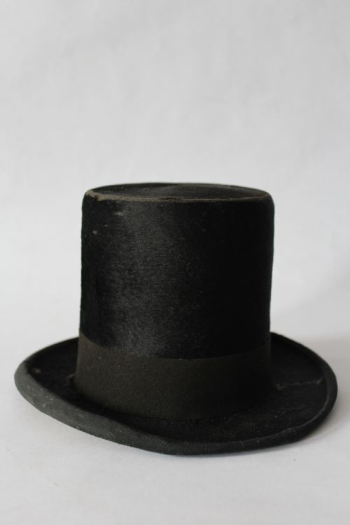 Antique Miniature Mokeskin Plush Silk Top Hat