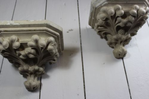 Large Pair of Antique Painted Plaster Corbels