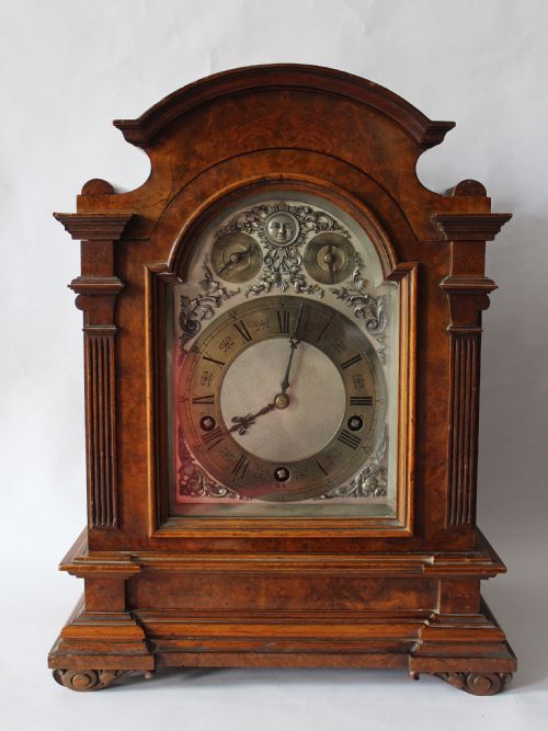 Antique Burr Walnut Bracket Clock by Lenzkirch, Germany