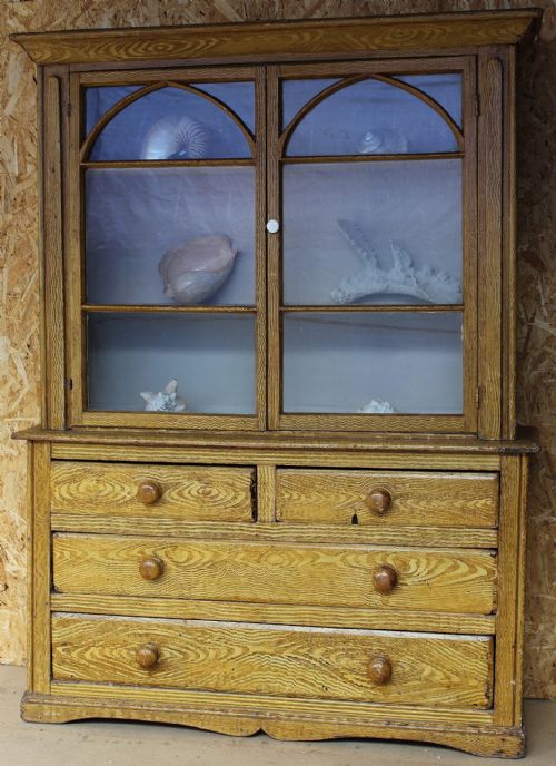 Victorian Scumble Glazed Pine Cabinet / Dresser