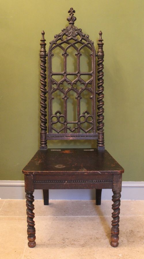 Victorian Gothic Revival Hall Chair Circa 1860