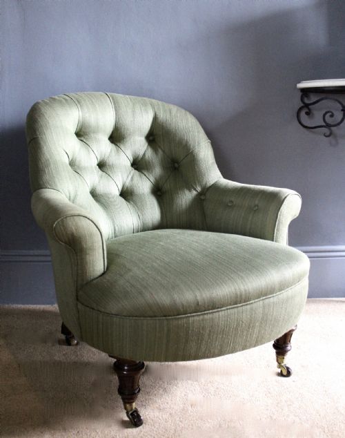 Antique Victorian Button Back Armchair