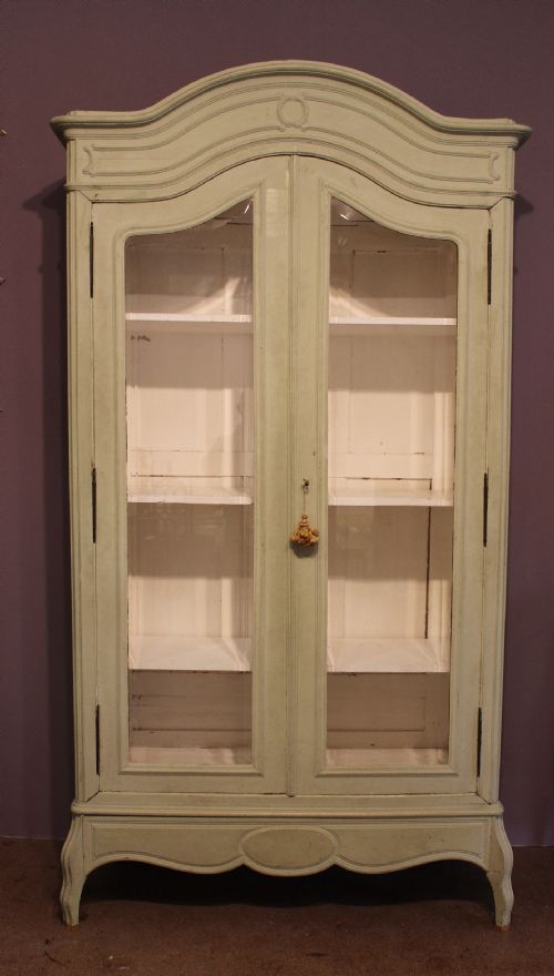 Antique Painted French Glazed Armoire / Cabinet