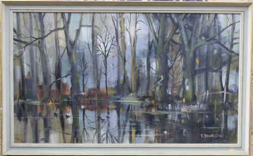 John Dennison, Pool in the Wood, Oil on Board