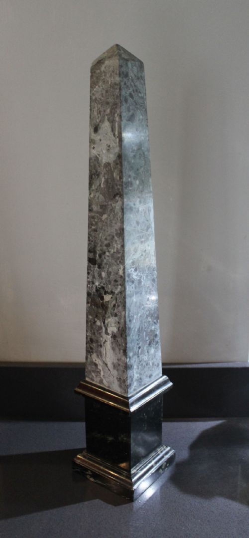 Large Grey & Black Marble Obelisk
