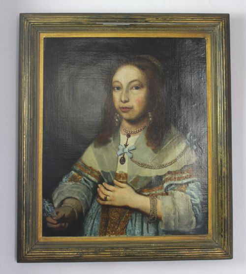 Spanish 17th Century Portrait of a Lady Wearing Pearls