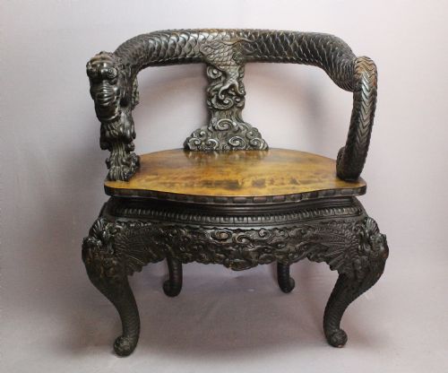 Antique Chinese Dragon Carved Chair