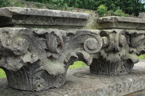 Pair of 18th Century Carved Stone Corinthian Column Capitals